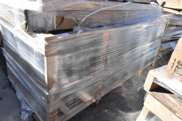 Regency 600S3162018R stainless steel 3 bay sink, new scratch and dent, right side drain board, wrapped in plastic, no legs.