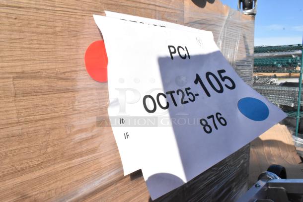 Brand new Channel AXD518P6 heavy-duty aluminum platter rack, 11 shelves, scratch and dent condition. Labels show shipping info.