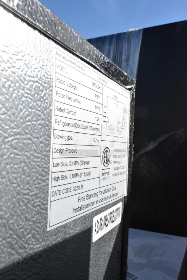 Three mini coolers including Nostalgia IRF32BK and Haier HSA02WNDWW, 115V, 1 phase, with visible product label details.