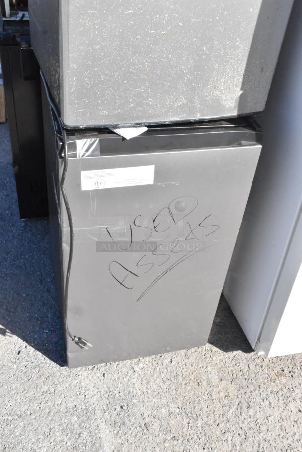 Two used mini coolers: Galanz GLR31TS1E02 and Hisense. Labeled "USED ASSETS." 115 volts, 1 phase.