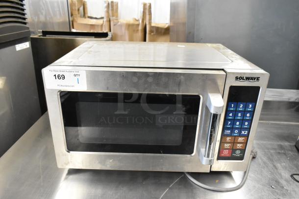 2022 Solwave 180MW112T stainless steel commercial countertop microwave oven, 120 volts, with keypad, pre-owned.