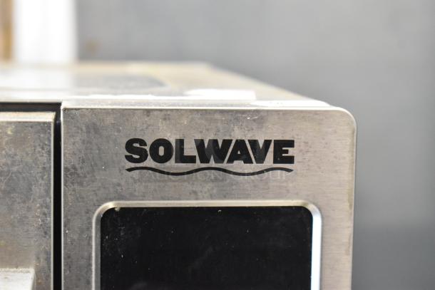 2022 Solwave 180MW112T stainless steel commercial countertop microwave oven, 120 volts, 1 phase. Brand logo visible.