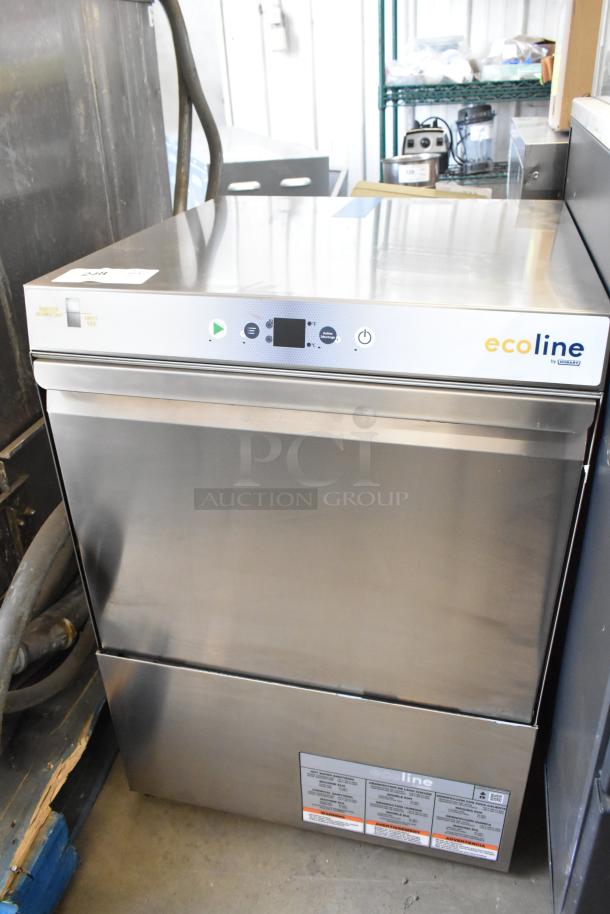 Brand new 2023 Hobart EUL stainless steel undercounter dishwasher, low temp, scratch and dent, 120V, 1 phase, visible control panel.