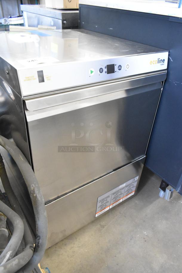 Hobart EUL 2023 stainless steel commercial undercounter dishwasher, brand new, scratch and dent, 120V, ecotime panel visible.