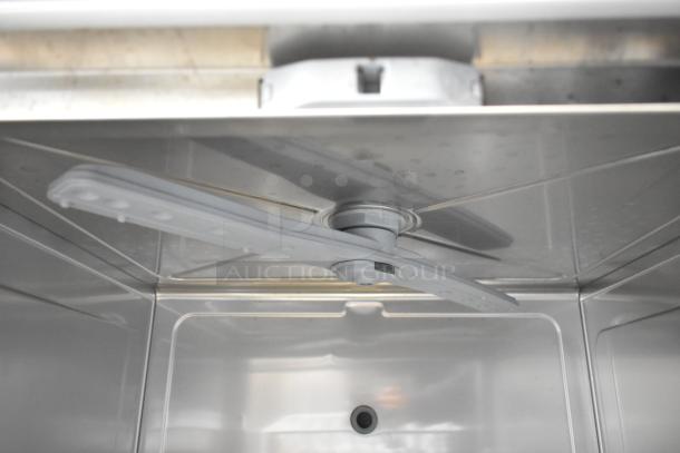 Brand new Hobart EUL stainless steel undercounter dishwashing machine, low temperature, 2023 model, interior view.