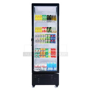 KoolMore KM-MDR-1GD-10C single door cooler, metal, commercial-grade, poly coated racks, 115V, on casters, scratch and dent.