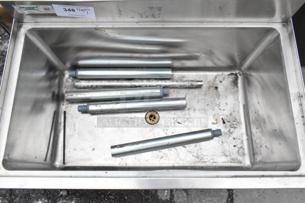 BRAND NEW Regency 600IB1830 18" x 30" underbar ice bin, 98 lb. capacity. Scratch and dent condition. Includes drainage fitting.