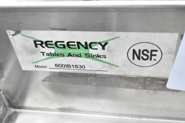 Regency 600IB1830 underbar ice bin, 18"x30", 98 lb capacity, scratch and dent, new condition, NSF label visible.