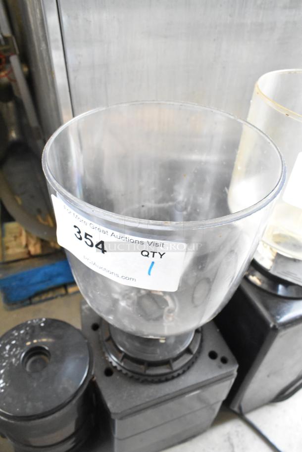 Bunn ES-1G Metal Countertop Espresso Bean Grinder, no lid, 120 volts, 1 phase. Auction label with number 354.