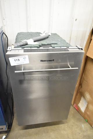 Brand new Honeywell HDS18SS 18" stainless steel dishwasher with minor scratches. Undercounter, 115V, 1 phase, auction tag 113.