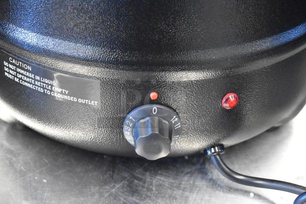 BRAND NEW Hi Tek RWT1661B 11 Quart Soup Kettle, 120V, 1 Phase. Includes temperature dial, caution label visible.