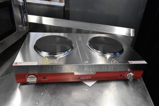 Brand new Avantco 177EB202SBSM double burner solid top stainless steel hot plate, 240V, 1 phase, Hi Tek make.