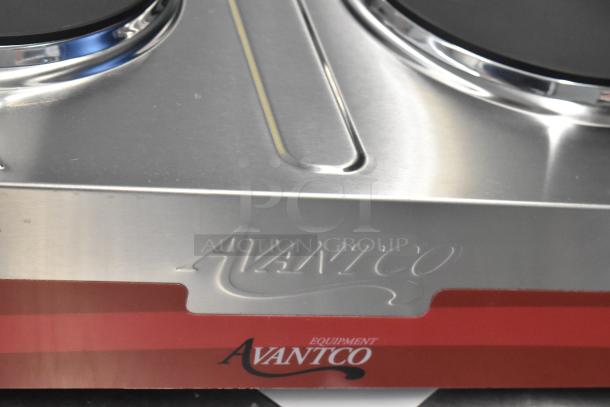 BRAND NEW Avantco 177EB202SBSM Double Burner Solid Top Stainless Steel Electric Hot Plate. 240V, 1 Phase, minor dents.