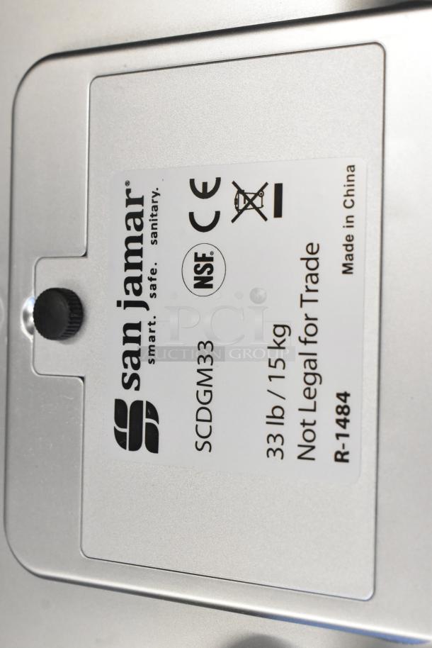 San Jamar SCDGM33 33 lb/15 kg digital portion control scale label, NSF certified, not legal for trade, new condition.