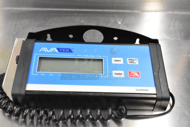 AvaTek RS150 150 lb. digital receiving scale with remote display, new condition, features tare, print, hold functions.