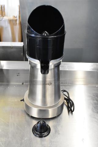 Brand new AvaMix 928CJ1400 electric citrus juicer, stainless steel, 120V, 1-phase, minor scratches.