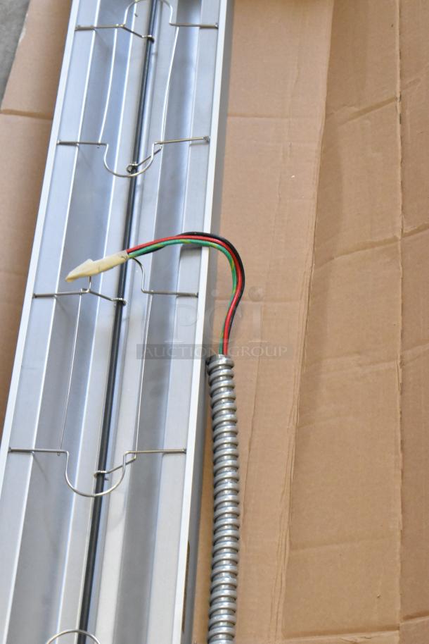 Brand new Hatco GRAH-60, 60" Glo-Ray infrared food warmer, 208V, 1 phase, minor scratch and dent, with toggle controls.