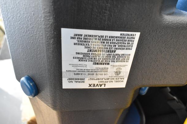 BRAND NEW Lavex 457LAVBP10QT backpack vacuum, 10 Qt. HEPA filter, 8-piece tool kit, slight scratches, model label shown.