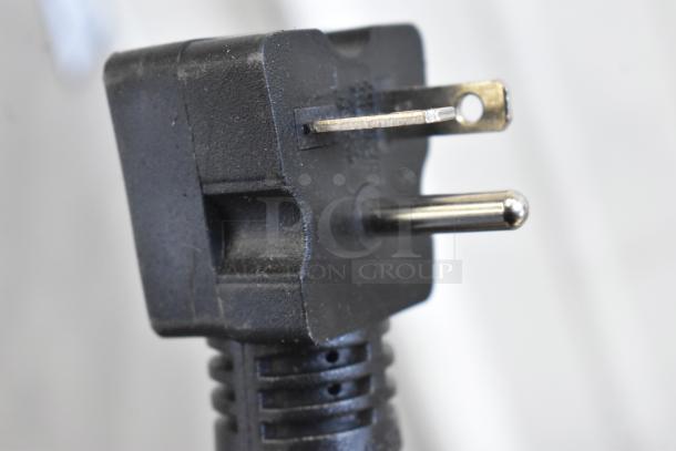 Black and silver power plug of Avantco 184T3300D commercial conveyor toaster, 240 volts, 1 phase, brand new condition.