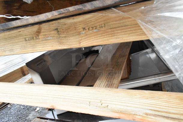 Regency 600S1232324L stainless steel single bay sink with left side drain board, new scratch and dent condition, visible label.