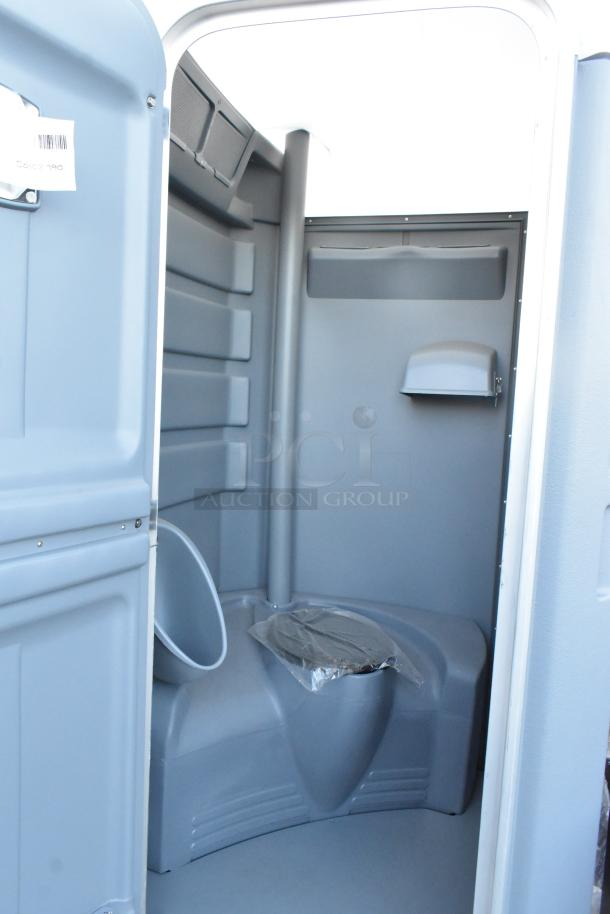 Brand new PolyJohn FS3-1005 Fleet Pewter portable restroom. Premium condition with minor scratches and dents.