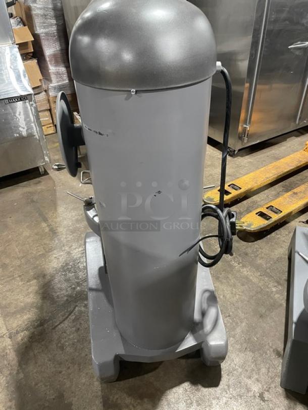 Hobart H600 commercial 60 Qt. mixer, electric, 208V, 3-phase, includes mixing bowl and dough hook, on legs, grey finish.