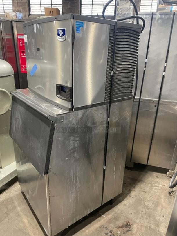 Manitowoc Indigo Series ice machine, model IY0454A-161, stainless steel, air-cooled, Energy Star certified, on legs.