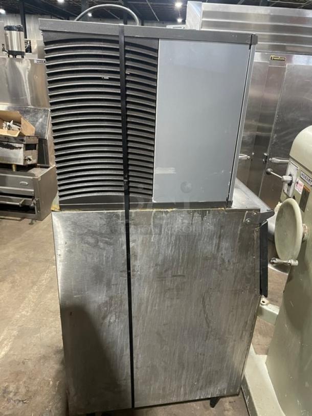 Manitowoc Indigo Series stainless steel ice machine, model IY0454A-161, air-cooled, Energy Star certified, on legs.