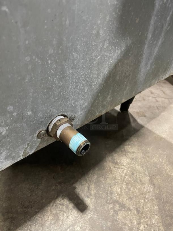 Manitowoc Indigo Series ice machine with visible water outlet, Model IY0454A-161, stainless steel, air-cooled, on legs.