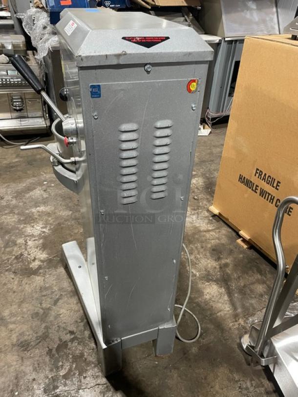 Univex SRM30+ planetary mixer, 30 qt capacity, stainless steel bowl, electric, 115V 1 phase, commercial use, on legs.
