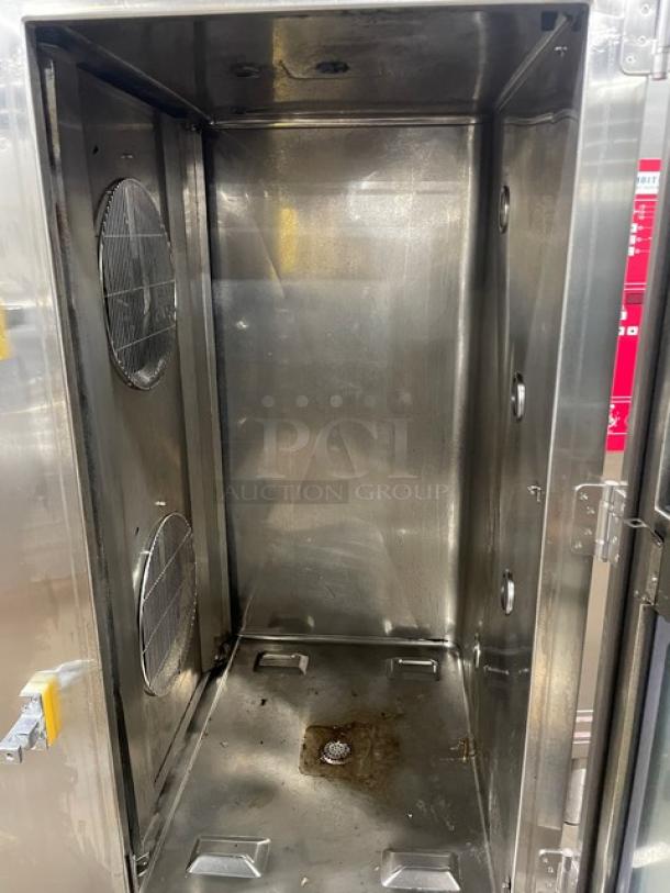 Alto-Shaam Combitherm Series 2020G full-height combi oven, stainless steel, natural gas, on legs, interior view.