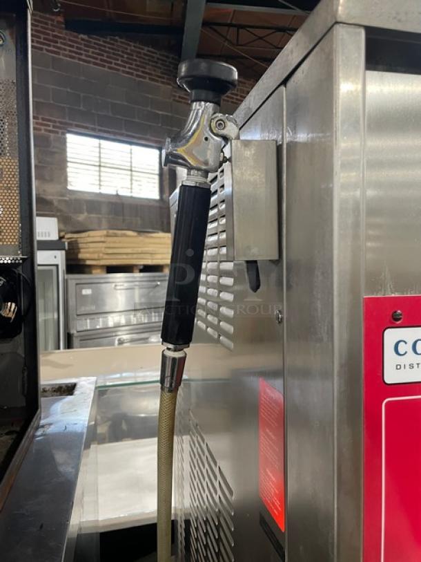 Alto-Shaam Combitherm 2020G stainless steel combi oven, natural gas, full-height, with attached hose, on legs, good condition.