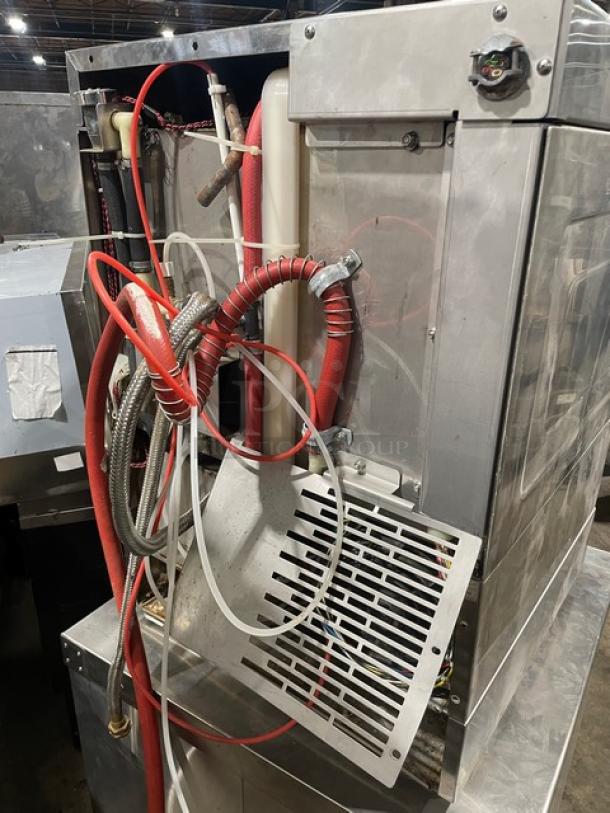 Hobart LXi Series stainless steel undercounter dishwashing machine, electric powered, Energy Star certified, visible wiring.