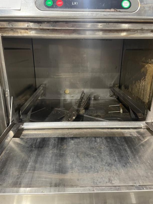 Hobart LXi Series stainless steel undercounter dishwasher, Energy Star certified, commercial use, electric powered.