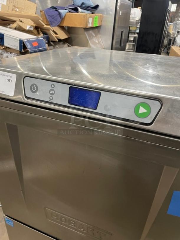 Hobart LXEH Series stainless steel undercounter dishwasher, high temperature, Energy Star certified, model LXEH, SN 231213947.