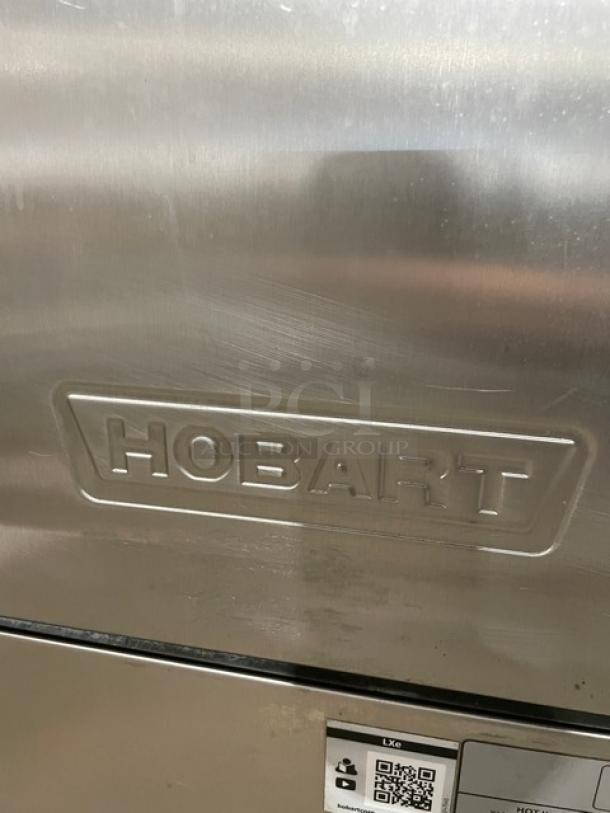 Hobart LXEH commercial stainless steel dishwasher, Energy Star certified, undercounter, new body style, model label visible.