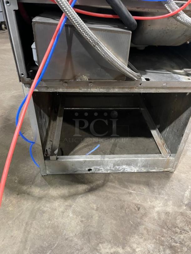 Hobart LXEH commercial dishwasher body, stainless steel, undercounter, Energy Star certified, visible hoses, good condition.