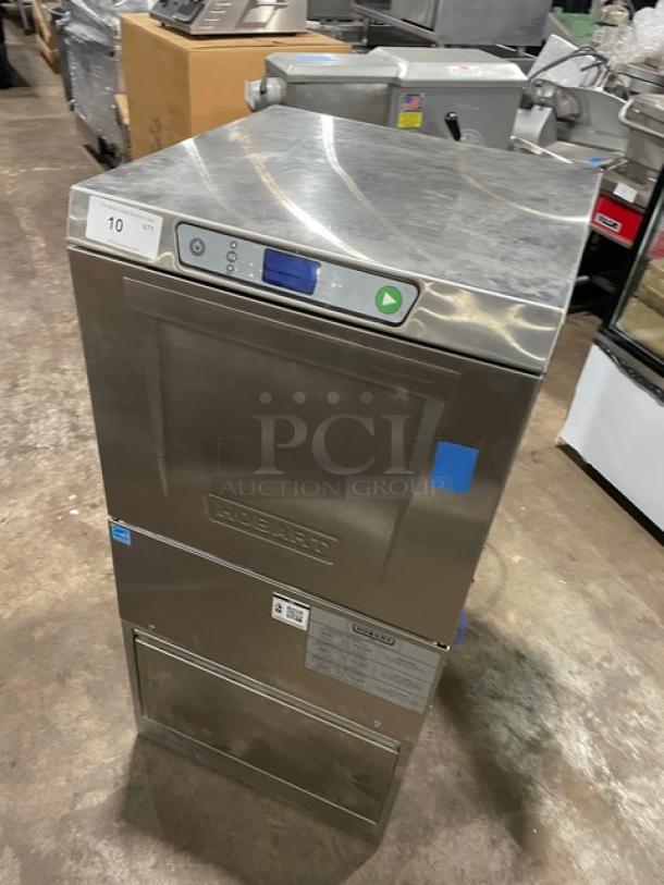 Hobart LXEH stainless steel undercounter dishwasher, Energy Star certified, 120/208-240V, excellent condition, model number visible.