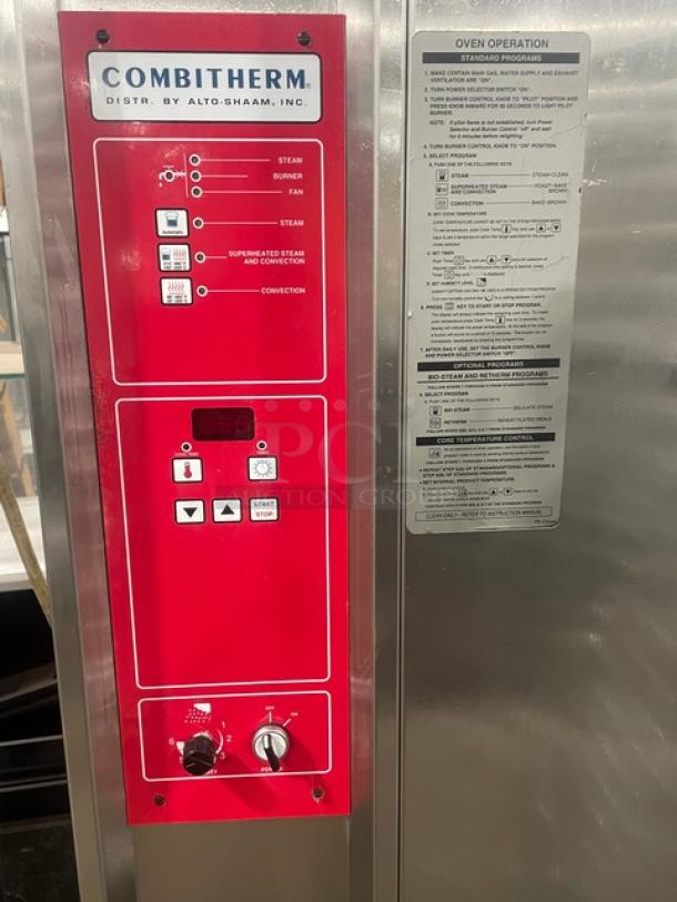 Alto-Shaam Combitherm 2020G full-height combi oven, stainless steel, gas-powered, control panel shown, model 2020G.