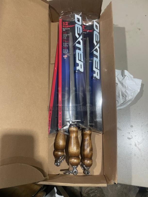 Dexter Russell Commercial 12" Edge Restoring Steel, Model A12R-PCP, new in packaging with hardwood grip handle.