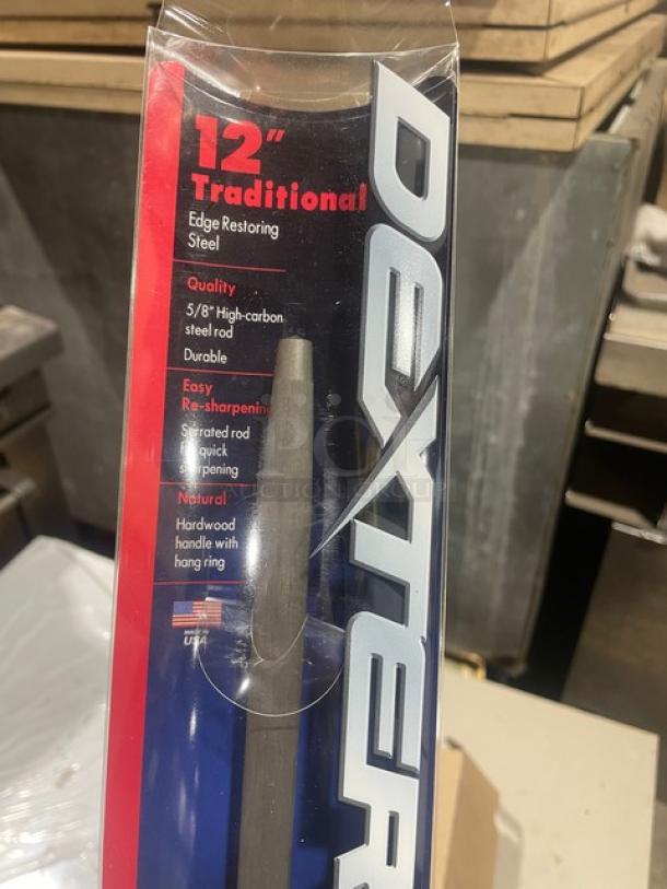 Dexter Russell A12RPCP 12" Edge Restoring Steel, new in packaging. Features hardwood handle, high-carbon steel, hang ring.