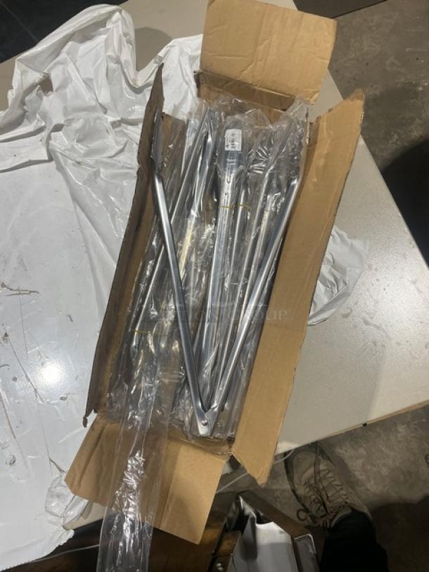 Adcraft Commercial 16" Scalloped Tongs, Model XHT-16, stainless steel, new condition, in original packaging.