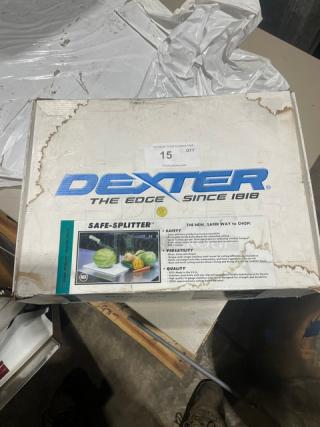 Dexter Russell Safe-Splitter Cutting Board System, Model 09703, in original packaging. Includes cutting board and knife. Box shows wear.