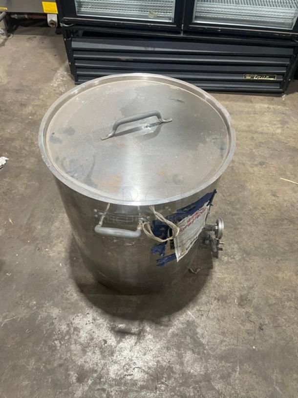 Cold Brew Avenue stainless steel countertop cold brew coffee maker with cover and handles, used condition, visible wear.