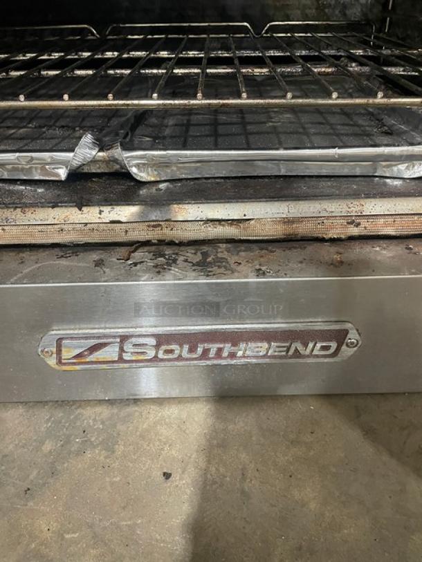 Southbend SL-Series Commercial Stainless Steel Gas Convection Oven with wired rack, logo plate visible.