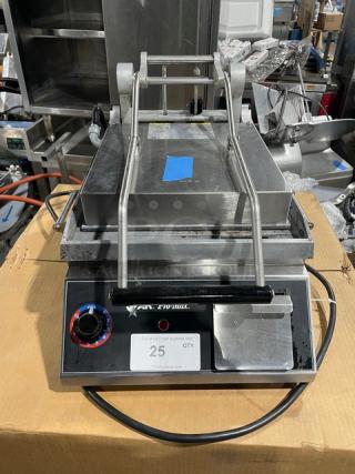 Star Pro-Max Series stainless steel electric panini press, excellent condition, countertop model, visible control dial.