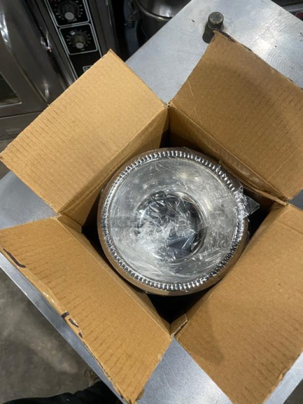 Adcraft SIB-40 stainless steel 40 oz. serving bowl in box, new condition, wrapped for protection, ideal for ice or relish.