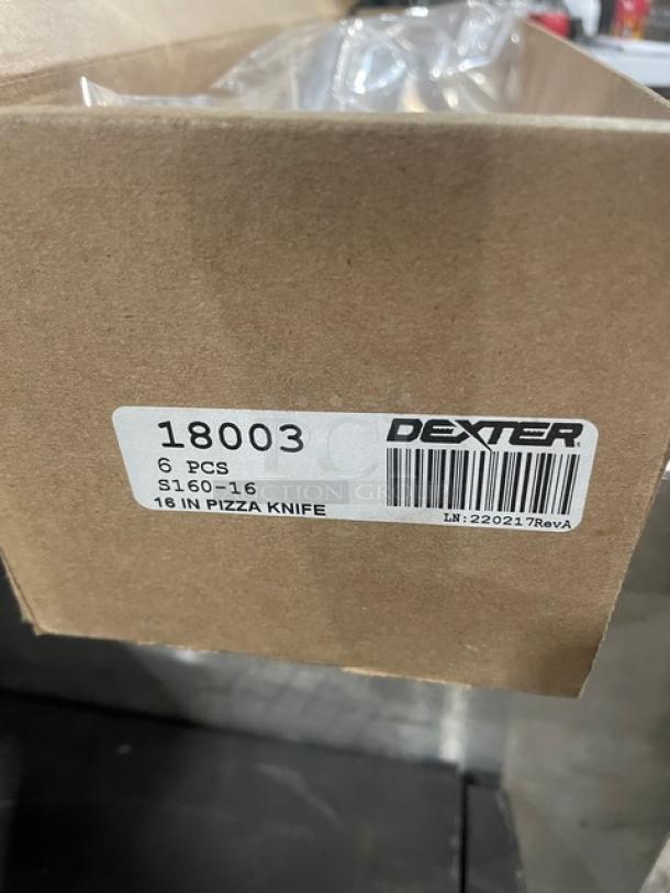 Dexter Russell Sani-Safe 16" pizza knife, model S160-16, new condition, white grip, in original packaging box.