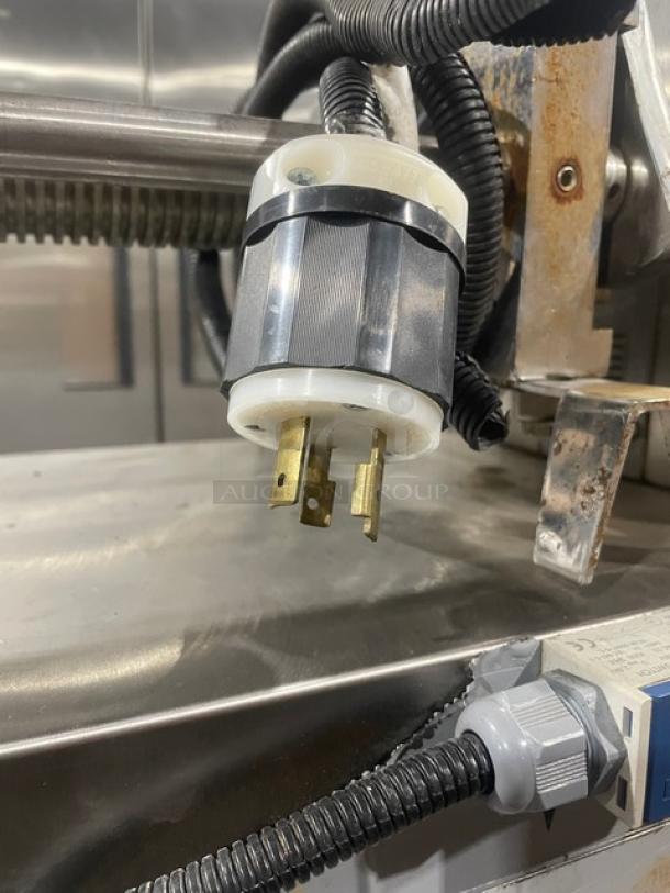 Topcusan P20 commercial stainless steel meatball forming machine, 2021 model, 220V, on casters, SN: 0003686, with electric plug.