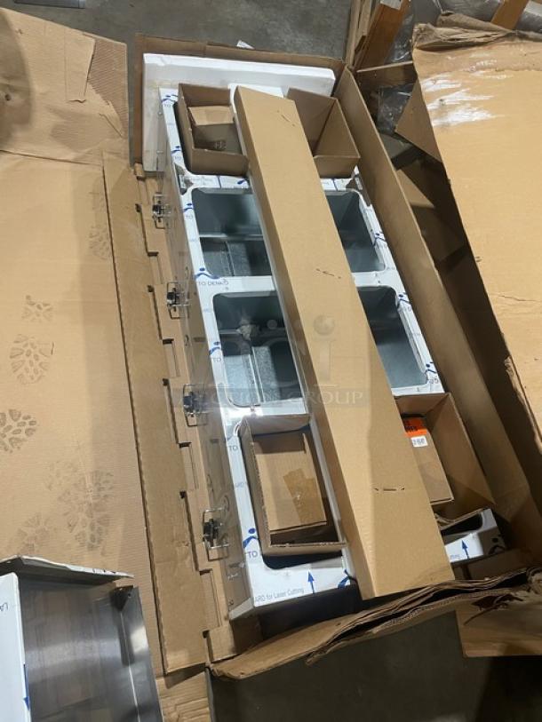 NEW Duke Aerohot Series 4-Well Steamtable, Model 304P, stainless steel, with cutting board, in original packaging.